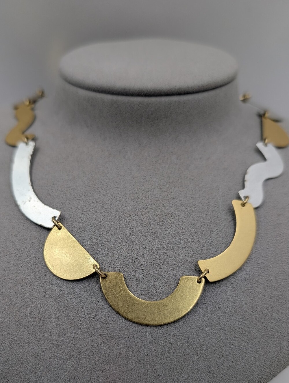 Madewell Mixed Metal Geometric Statement Necklace Gold Silver Sculptural M120